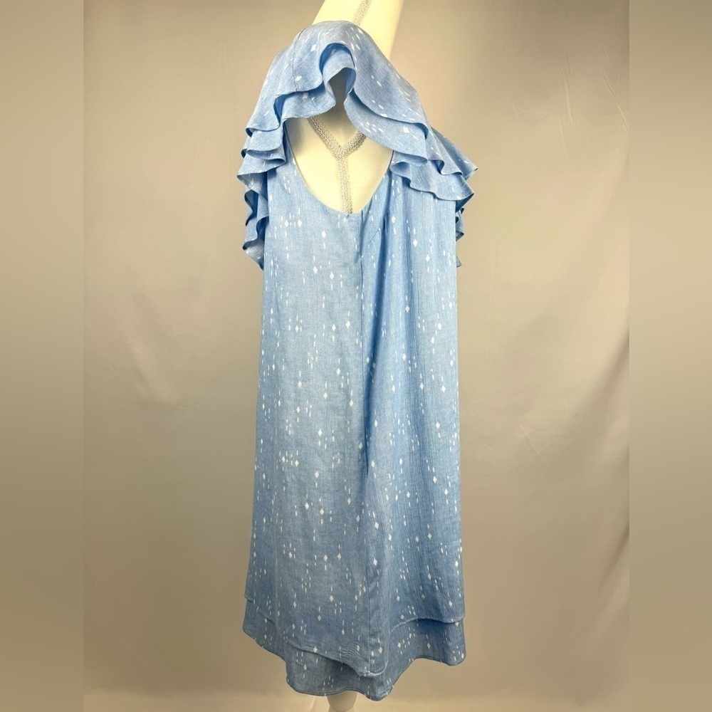 Charles Henry Shift Mini Dress One Shoulder Ruffle Pastel Blue Dot Medium Summer - Picture 8 of 13